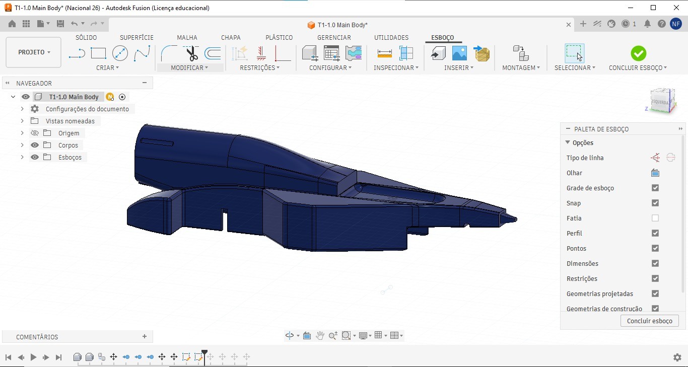 CAD wireframe of the race car